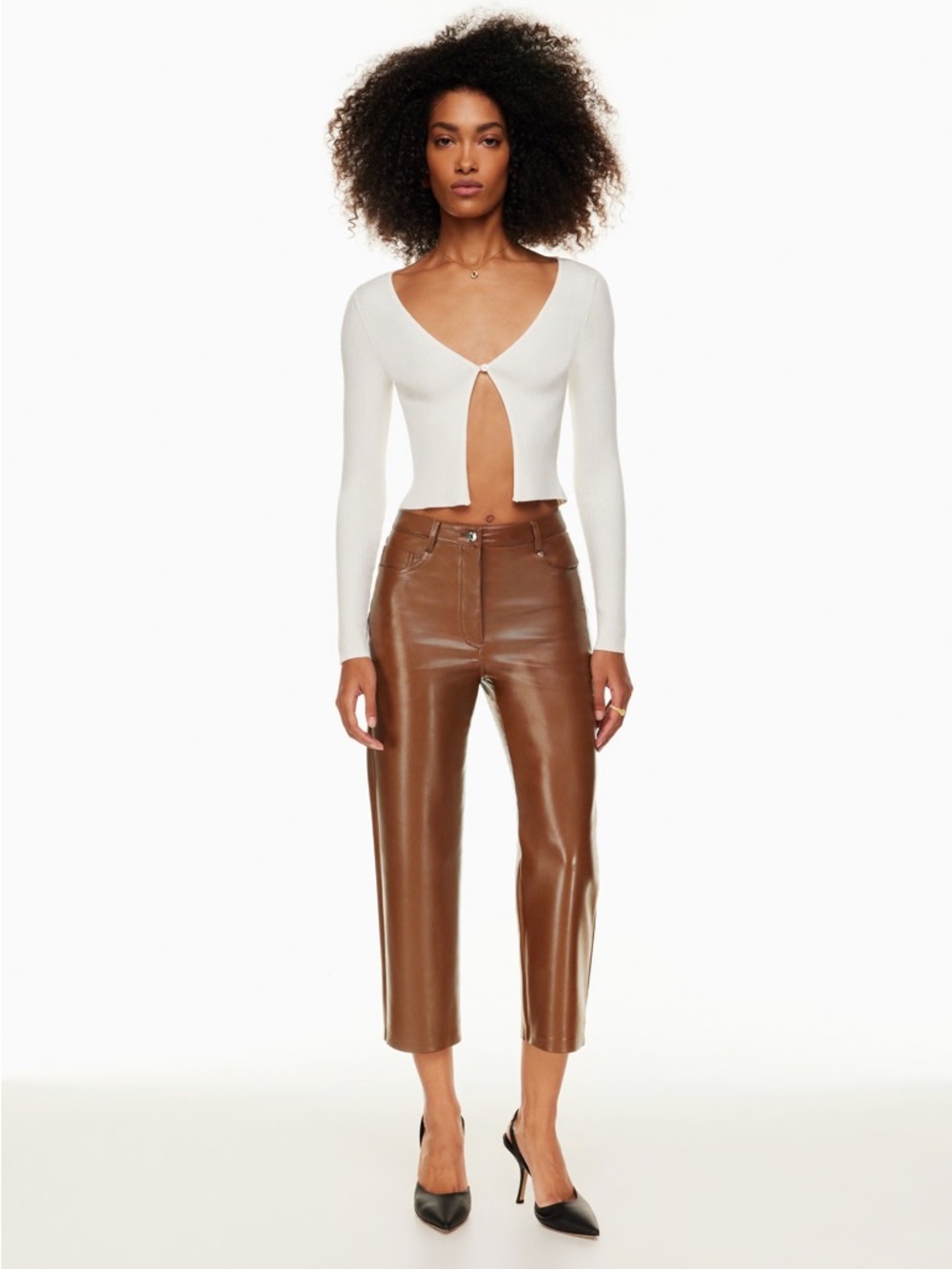 NWT Wilfred Melina Cropped Cognac Vegan Leather Pants Size 6